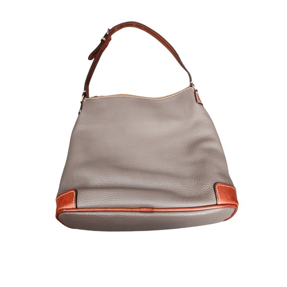 Dooney Bourke Pebble Leather Handbag Shoulder Bag‎ Gray Brown Trim - Picture 9 of 13